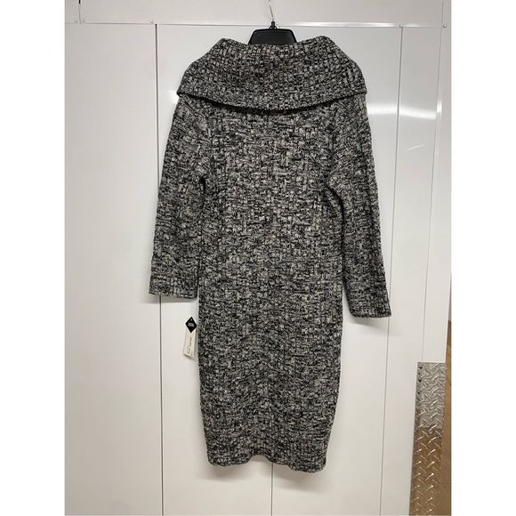 Studio One New York NWT Gray Flecked Sweater Dress Cowl Neck, Size Large, MP $74 - Picture 7 of 11